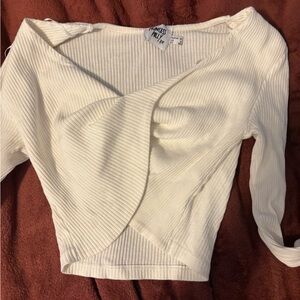 Princess Polly White Ribbed Knit Top